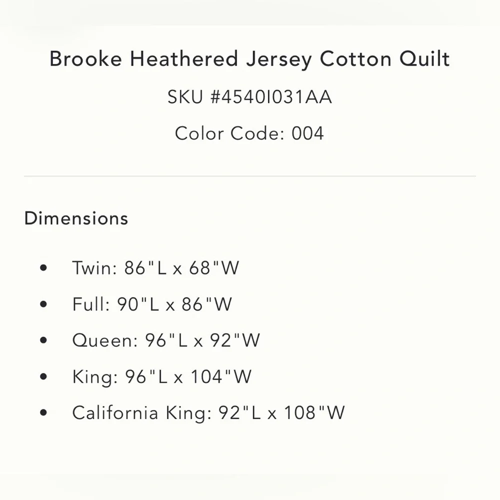 Anthropologie Brooke Heathered Jersey Cotton Quilt Size Cal King NWT